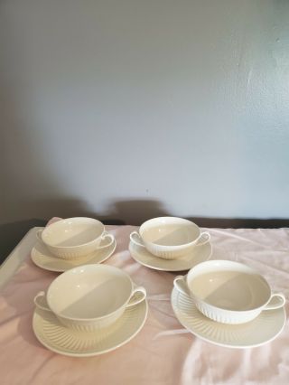 Mikasa Italian Countryside Set Of 4 Cream Soup Bowls W/ Saucer/underplate Double