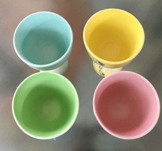 Vintage Hand Painted Porcelain Egg Cups Set Of 4 Made In Japan Faces 4”