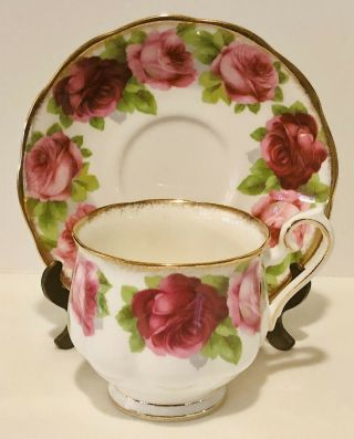 Old English Rose Royal Albert Vintage China Tea Cup & Saucer England Bone China