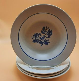 Pfaltzgraff Yorktowne Blue Set Of 4 Rimmed Soup Pasta Bowls 8 3/8 Inches