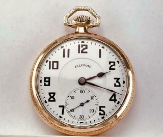 1923 Illinois 21 Jewels Grade 801 Pocket Watch In 10k Gold Filled Case 16s Runs