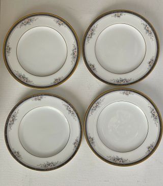 Set Of 4 Noritake Ontario Pattern 3763 Fine China 6.  5 " Dessert Plates Gold Trim