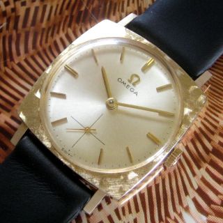 Mens 1963 Omega Florentine Engraved 14k Gold Filled Vintage Swiss Watch