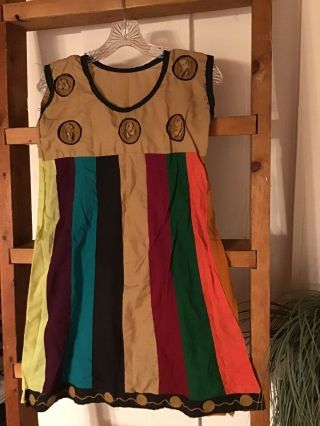 Vintage Handmade Sleeveless Dress Applique Sz S/m Boho Hippie