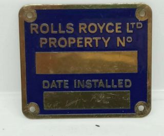 Vintage Rolls Royce Ltd.  Brass Identification Tag Plaque Plate