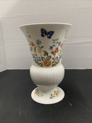 Aynsley Vase 8 Inches Cottage Garden Urn Shape England Floral W/butterflies (a6)