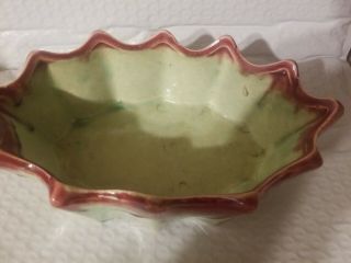 Vintage McCoy Pottery Planter Pot Green w/ red Brown Drip Glaze Oval Window Box 3