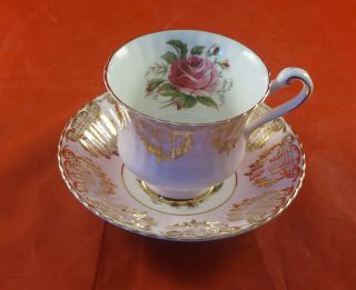 Paragon Fine Bone China Cup And Saucer Cobalt Large Rose In Bowl