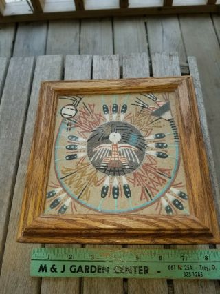 Authentic Vintage Navajo Sand Art Box Painting,  Signed By An Artist Sunbird