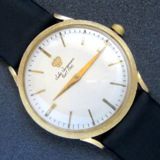 Mens 1960s Jules Jurgensen 18k Solid Gold Swiss 17j Thin Case Vintage Watch