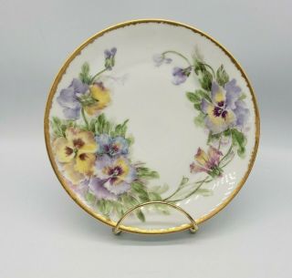 Holiday China Made In Germany Handpainted Pansy Plate App.  7 1/2 "