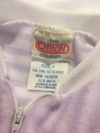 Vintage Fleece Purple Stripe Footed Blanket Sleeper Pajamas Size 5 USA Polyester 3