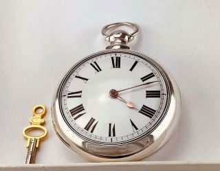 1840 Thomas Baker London Verge Fusee Pocket Watch Silver Pair Case Runs