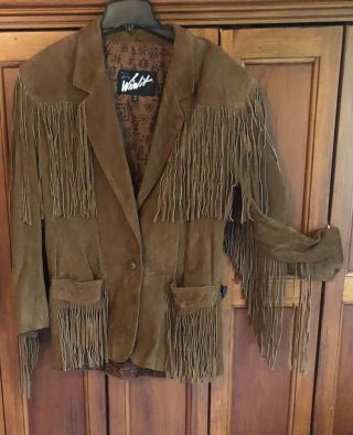 Vintage Winlit Western Cowgirl Brown Leather Jacket Womens Size Large