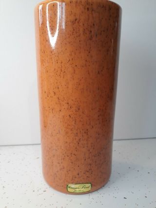 Royal Haeger Ceramic Cylindrical Vase Orange Speckled Glaze 9 "