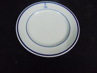 Vintage Shenango Navy Anchor Blue Stripe Bread Dessert Plate 5 1/2 "