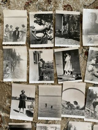 27 small vintage photos 1950’s teen summer camp Girls Boys Black & White Idaho 2
