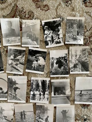 27 small vintage photos 1950’s teen summer camp Girls Boys Black & White Idaho 3