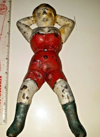 Vintage Cast Iron Naughty Nellie Naked Lady Boot Jack Paint