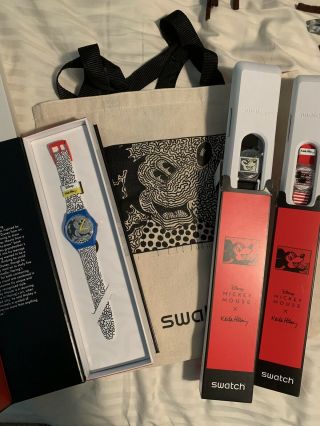 Swatch Disney Mickey Mouse X Keith Haring Watch Tote 2021 Complete Set