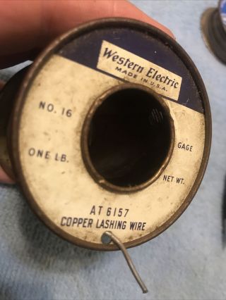 Vintage 1 Lb Roll Western Electric Copper Lashing Wire At 6157 No.  16 Gage -