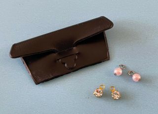 Vintage Doll Accessories: Vogue Ginny Family Jill,  Jan Purse & Jewelry Earrings