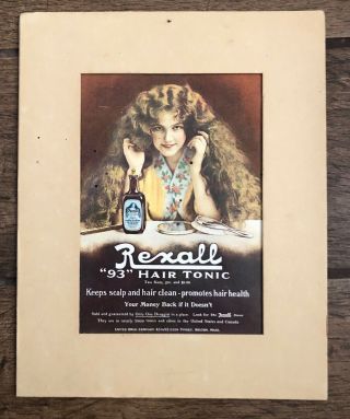 Vintage Rexall " 93 " Hair Tonic Advertising Print United Drug Company