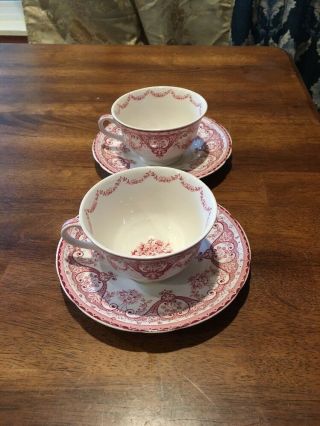 Set Of 2 Swinnertons Kent Staffordshire In Pink Cups & Saucers Floral Ec