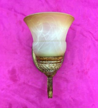 Hampton Bay Antique Style Metal Wall 1 Light Sconce W/ Frosted Glass Globe