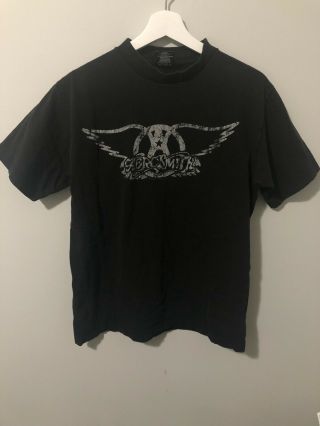 Vintage 2001 Aerosmith Just Push Play Concert Black Shirt Medium Giant