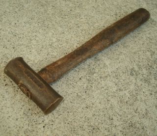 Vintage E.  E.  & Co.  Small Brass Hammer 3 Oz.  Head 8 " Long Wood Handle Tool
