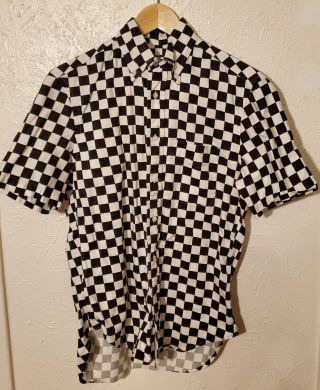 Gitman Vintage Short Sleeve Black And White Check Button Up Shirt Small