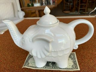 Teapot,  Bia Cordon Bleu White Elephant Tea Pot,  Raised Trunk