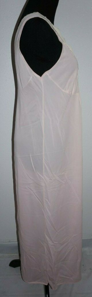 Vintage 1970s Pale Pink Satin Nightgown Womens Size Large Lace Trim V Neck 2