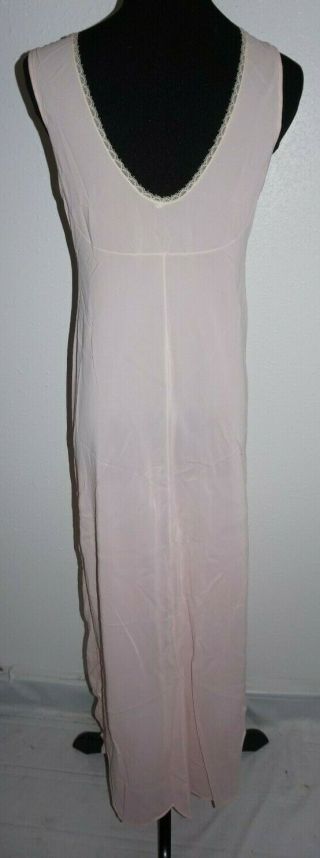 Vintage 1970s Pale Pink Satin Nightgown Womens Size Large Lace Trim V Neck 3