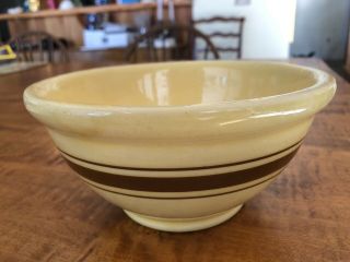 Antique Yelloware Bowl With Brown Stripes,  Small Size