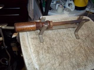 Vintage Antique Wood Handle Soldering Iron With Cooling Stand 12 " Long