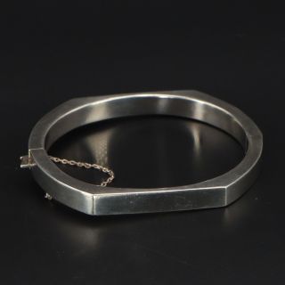 Vtg Sterling Silver - Solid Engravable Flat Top Hinged Bangle 7 " Bracelet - 16g