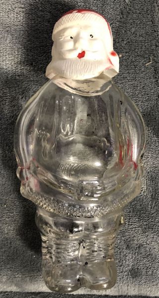 Antique Glass Candy Container Santa Clause - 6 " Figurine - J.  H.  Millstein