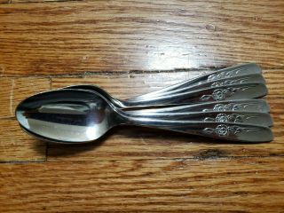 6 Antique Vintage Collectable Wm.  A.  Rogers Stainless Steel Tea Spoons 6 " - Usa