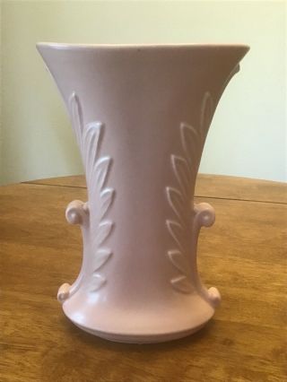 Charming Large Vintage Abingdon Pottery Vase W Leaf Motif 10 - 3/4 "