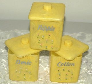 Nursery Containers Clarolyte Vtg Yellow Plastic Baby Nipple Boric Cotton Square
