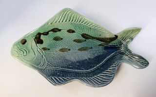 Fish Studio Art Pottery Blue Green Dish Beach Lake House Decor