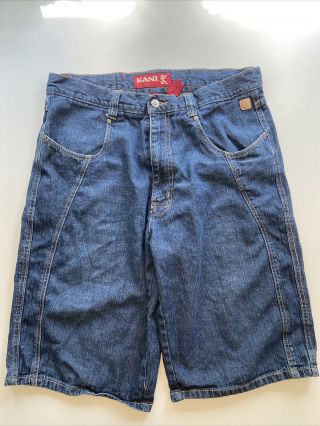 Vintage Karl Kani Denim Shorts Size 36 Blue Jeans Urban Street Wear Baggy