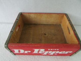 Vintage Minature Dr.  Pepper Mini Bottle Wooden Crate Metal Banded Ends Rustic 2