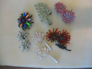 Vintage Plastic Jewelry 3 Pair Clip - On,  1 Pair Posts,  2 Brooch/pins