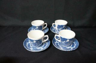 4 Grindley English Country Inns Staffordshire England Cups And Saucers