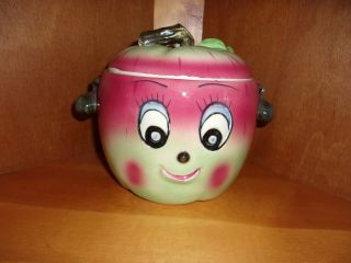 Vintage Japan Apple Anthropomorphic (with Face) Cookie Jar