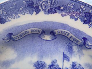 vintage Old English Staffordshire blue souvenir Plate Starved Rock State Park IL 3