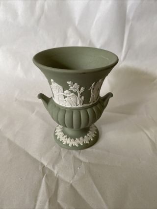 Vintage Wedgwood Jasperware - Green - Made In England - Small Urn - Grecian Theme